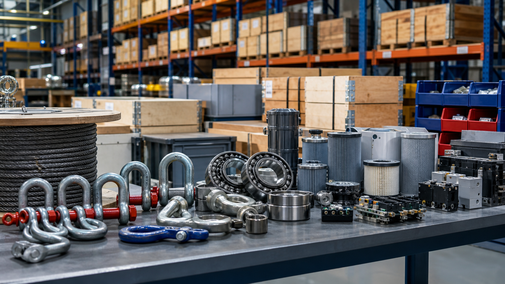 Organized MRO industrial supply parts in warehouse
